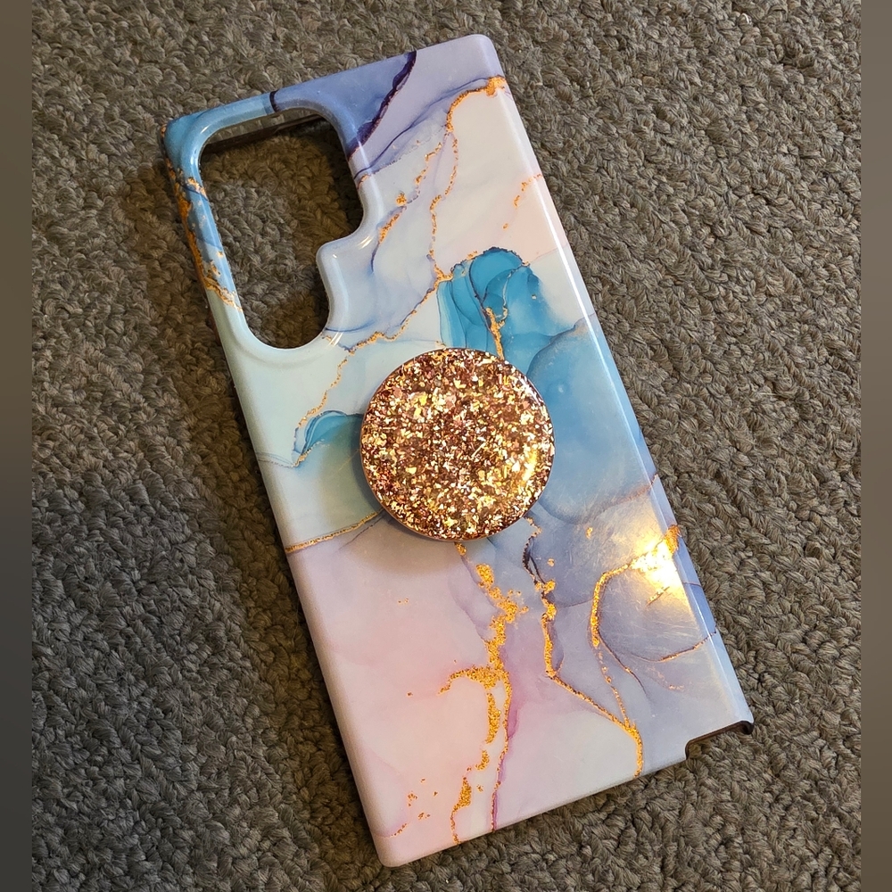 Samsung S24 Ultra Phone Case with Glitter PopSocket